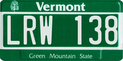 VT license plate LRW138