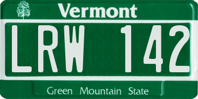 VT license plate LRW142