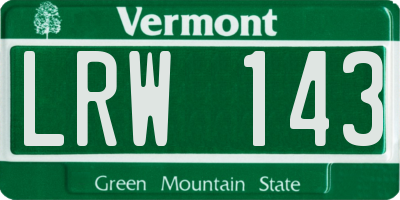 VT license plate LRW143