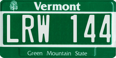 VT license plate LRW144