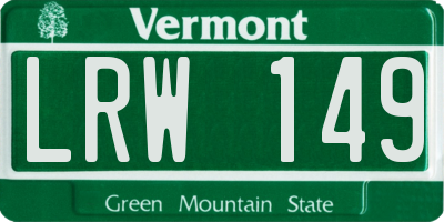 VT license plate LRW149