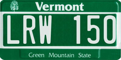 VT license plate LRW150