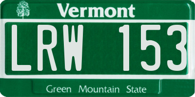 VT license plate LRW153