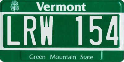 VT license plate LRW154