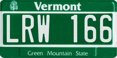 VT license plate LRW166