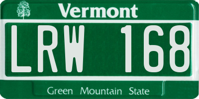 VT license plate LRW168
