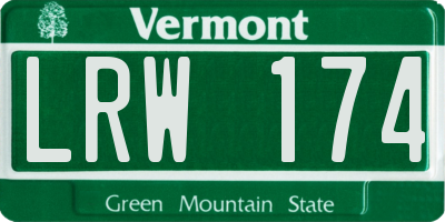 VT license plate LRW174