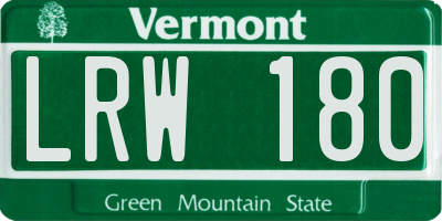 VT license plate LRW180