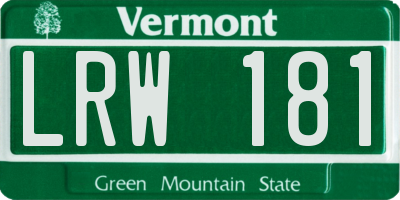 VT license plate LRW181