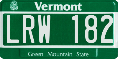 VT license plate LRW182
