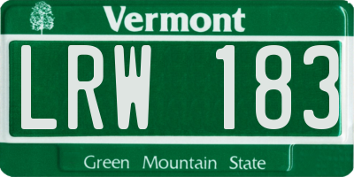 VT license plate LRW183