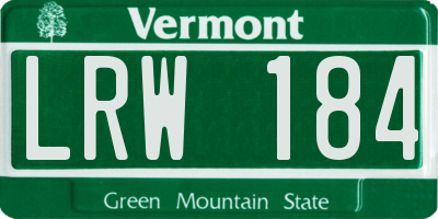 VT license plate LRW184