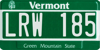 VT license plate LRW185