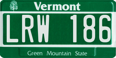 VT license plate LRW186