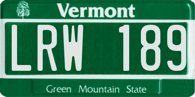 VT license plate LRW189
