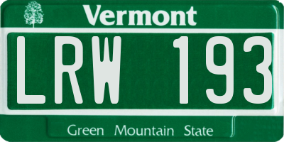 VT license plate LRW193