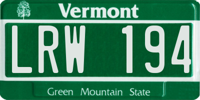 VT license plate LRW194