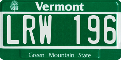 VT license plate LRW196