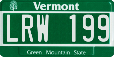 VT license plate LRW199