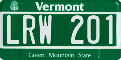 VT license plate LRW201