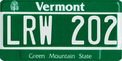 VT license plate LRW202