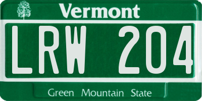 VT license plate LRW204