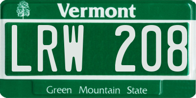VT license plate LRW208