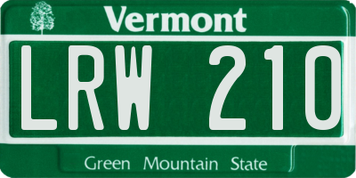 VT license plate LRW210