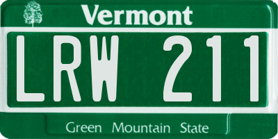 VT license plate LRW211