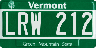 VT license plate LRW212