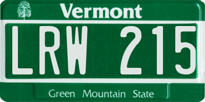 VT license plate LRW215