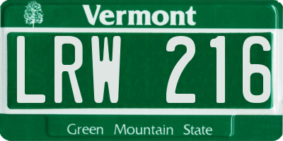 VT license plate LRW216