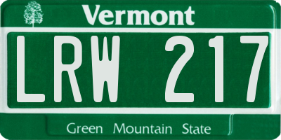 VT license plate LRW217