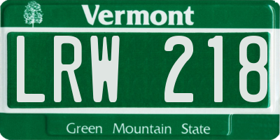 VT license plate LRW218
