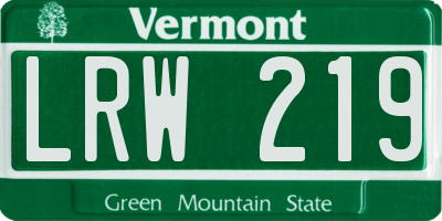 VT license plate LRW219