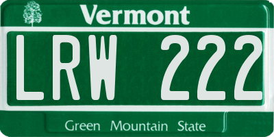 VT license plate LRW222