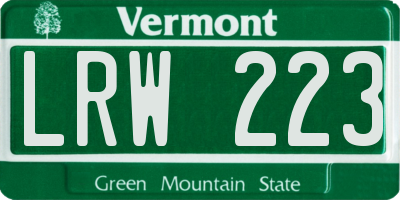 VT license plate LRW223