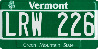 VT license plate LRW226