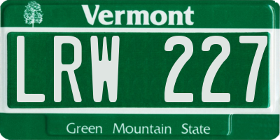 VT license plate LRW227