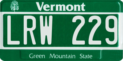 VT license plate LRW229