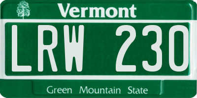 VT license plate LRW230
