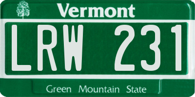 VT license plate LRW231