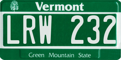 VT license plate LRW232