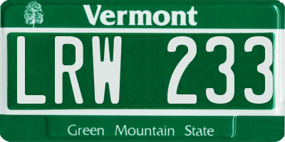 VT license plate LRW233