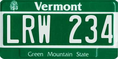 VT license plate LRW234