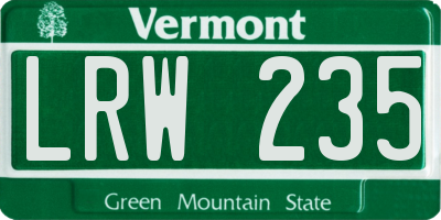 VT license plate LRW235