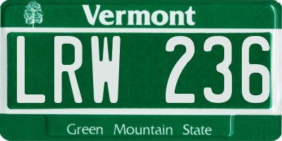 VT license plate LRW236