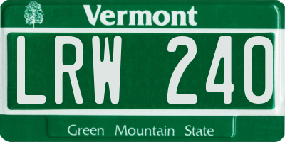 VT license plate LRW240