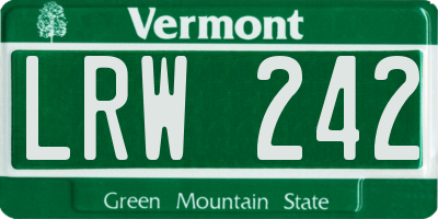 VT license plate LRW242