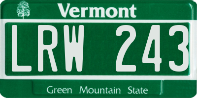 VT license plate LRW243